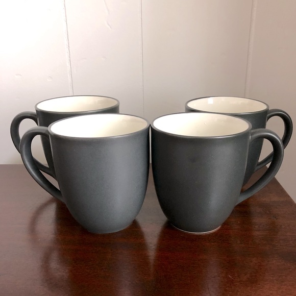 Noritake Other - Noritake Colorwave Graphite 8034Y Black White Stoneware Coffee Cups Mugs-4 count